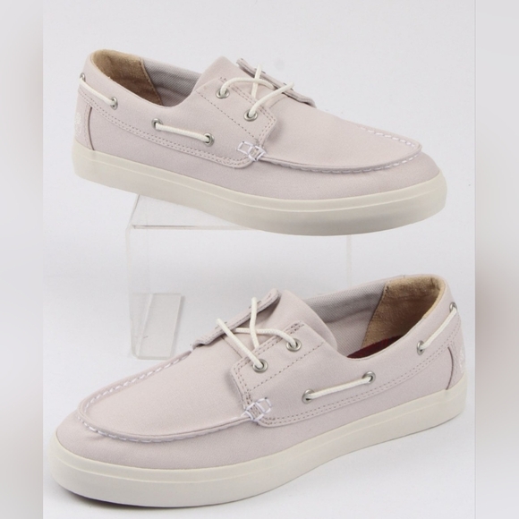 Timberland Gray Boat Shoes with Moc-Toe Stitching - Picture 1 of 16